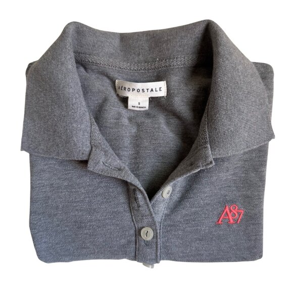 Aeropostale Women's Medium Heather Grey A87 Piqué Polo - Size Small - Picture 2 of 13